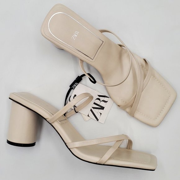 Zara Leather Strappy Heeled Sandals - NWT - Picture 13 of 14